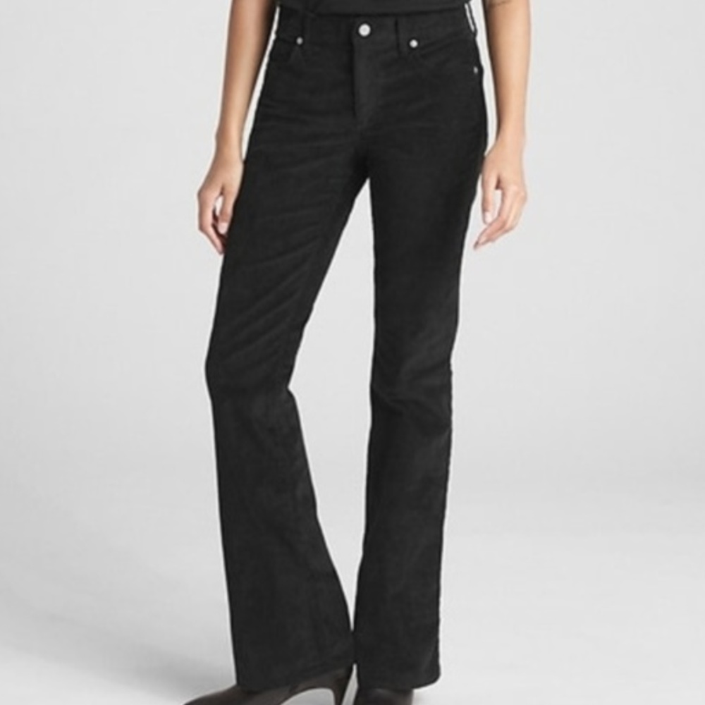 Gap 1969 Perfect Bootcut Corduroy Black Mid Rise Flare Baby Bell Pants 90's Y2K